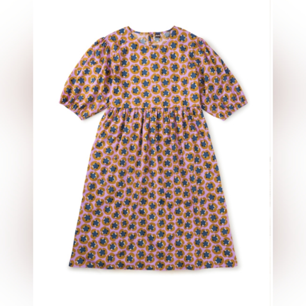 NWT Tea Collection Women's Puff Sleeve Dress / Leopard Floral